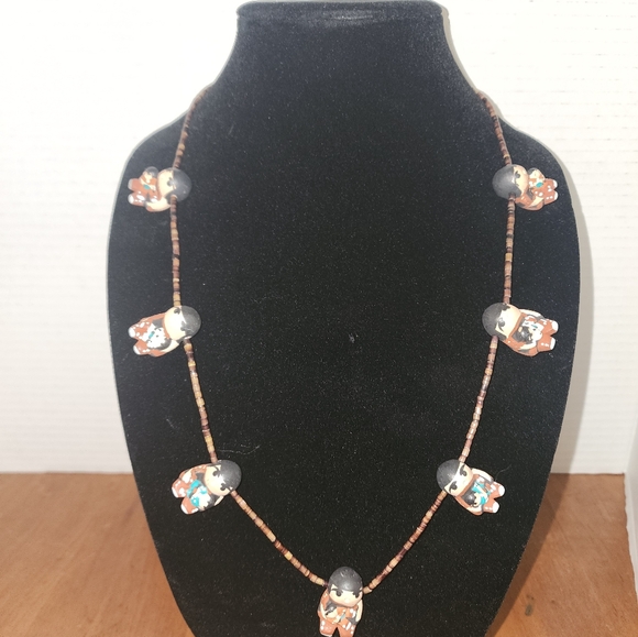 Vintage Santo Domingo story teller Clay Pottery Necklace - Picture 1 of 6